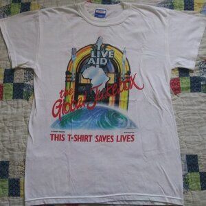 Vintage 1985 Official Live Aid Concert The Global Jukebox L/XL T-shirt